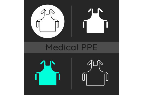 Medical Apron Dark Theme Icons Set: Graphics and Icons for Local Business