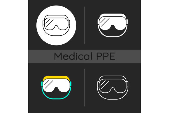 Medical Goggles Dark Theme Icons Set