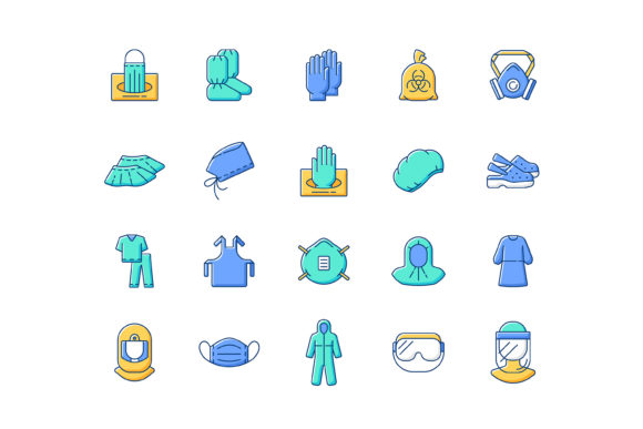 Medical PPE RGB Color Icons Set