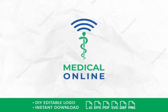 Medical Snake with Wifi Signal Logo Graphics