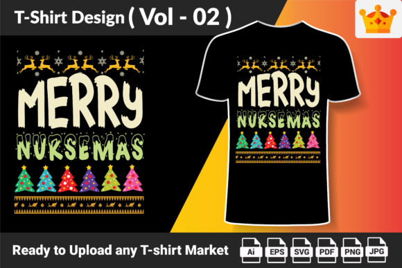 Nurse Christmas T-Shirt Design 02: Graphics & Print Templates