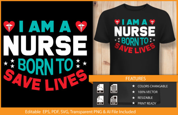 T-shirt Design I Am a Nurse Vector Text
