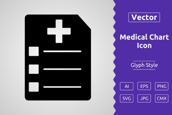 Vector Medical Chart Glyph Icon Graphics