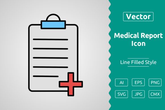 Vector Medical Report Filled Outline Graphics