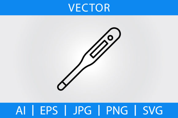 Vector Medical Thermometer Line Icon Graphics